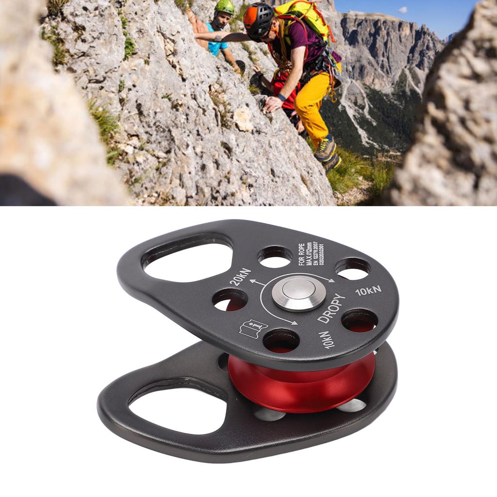 Aluminum Side Swing Pulley Heavy Duty Ball Bearing Lightweight Portable Side Swing Fixed Pulley for Rock Climbing