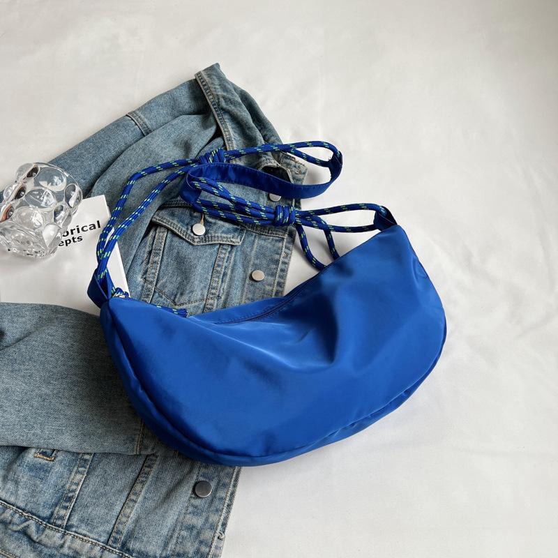

Новые тканевые сумки через плечо, винтажная однотонная сумка-хобо, повседневная сумка большой емкости с диагональной ручкой, модная универсальная женская сумка синий