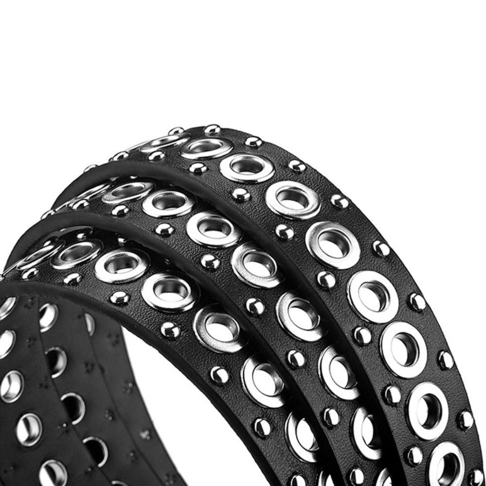 Adjustable PU Leather Belt Y2K Waist Belt Personality Rivet Waistband  Men