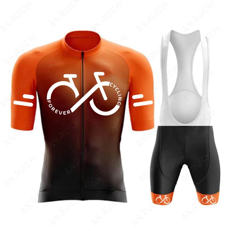 FOREVER CYCLING Series Cycling Jersey Set 2026 Summer Men's Short Sleeve Bicycle Cycling Clothing Gradient Color Mountain Bike Jersey Sportswear Suit