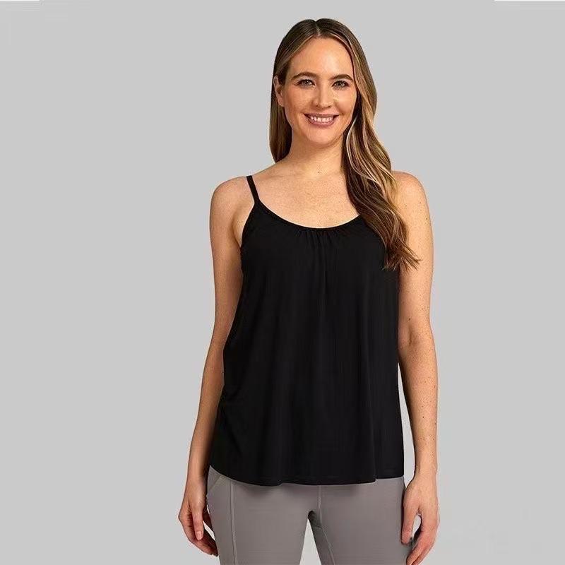 

Камисоль для йоги без косточек большого размера со встроенной чашкой L чёрный