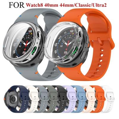 Silicone Strap Replacemnt Watch Band with TPU Shell for Samsung Galaxy Watch 8 40/44mm Classic Ultra2