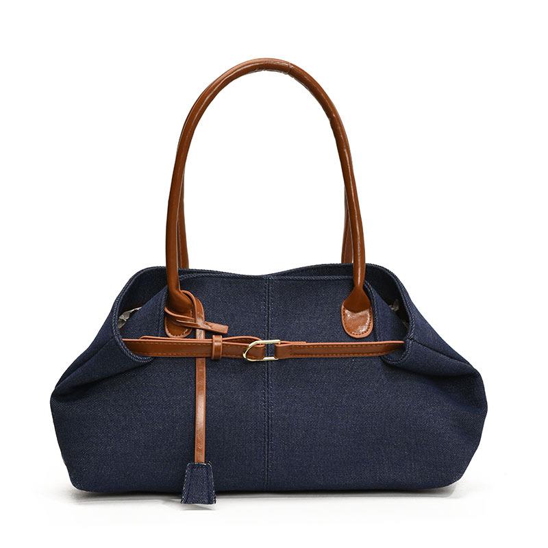 Casual Denim Underarm Bag New Fashion Commuter Shoulder Bag Casual Contrasting Color Large Capacity Tote Bag