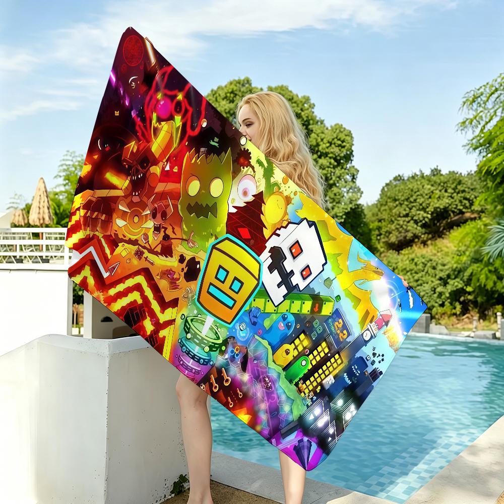 Game G-Geometry Dash Towel Yoga Gym Yoga Gym Lightweight Portable for Swimming Beach Travel Sports Accessories Sandproof