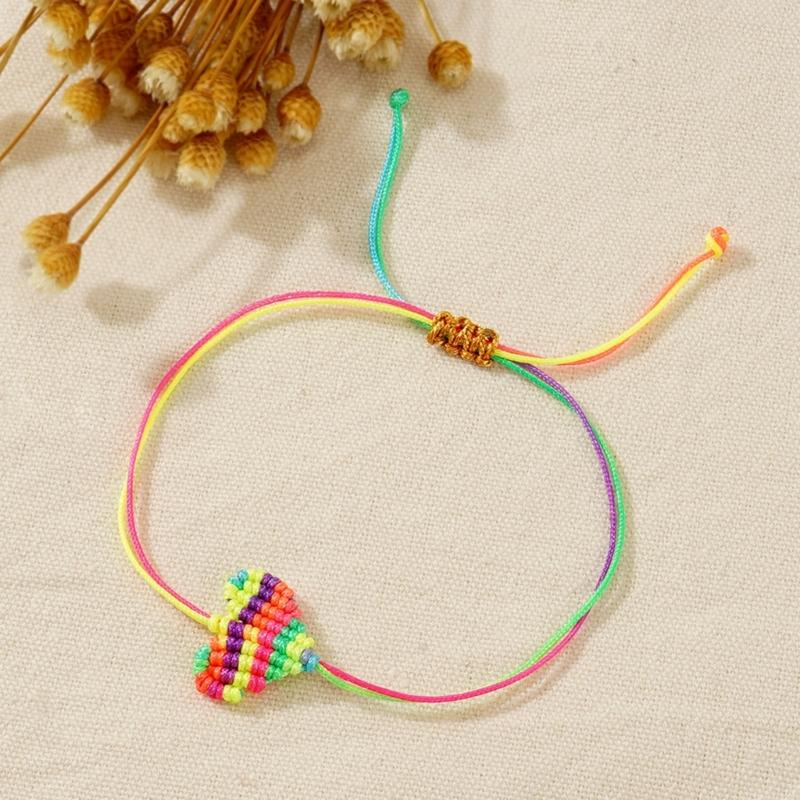 Romance Hemps Cord Bracelets Bohemian Braided Heart Pattern Unisex Love Tokens Handcrafted Couple Jewelry Accessory