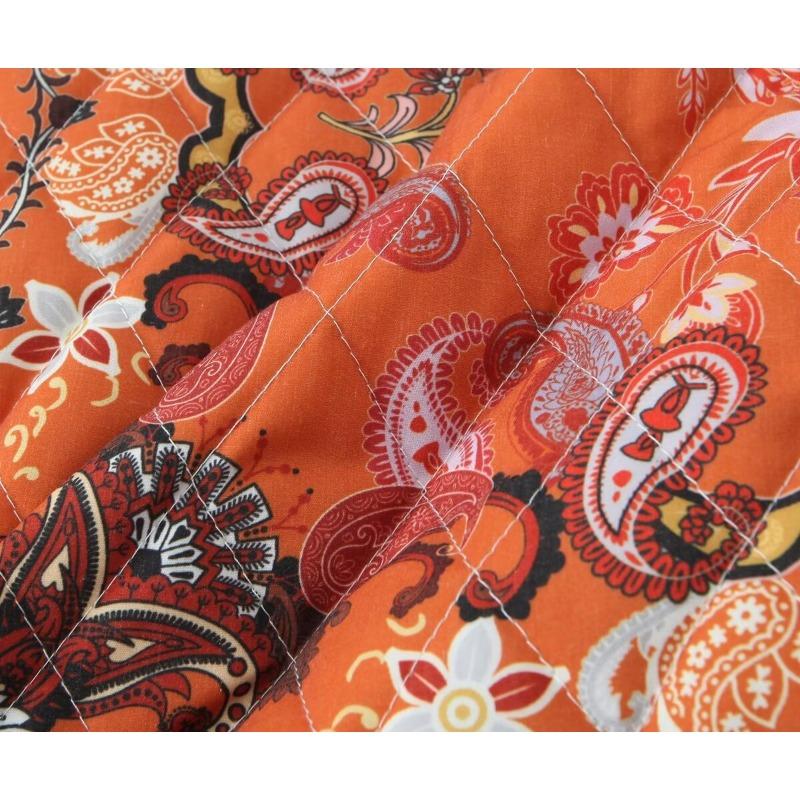 Women Vintage Printed Loose Long Sleeve Cotton Padded Coat