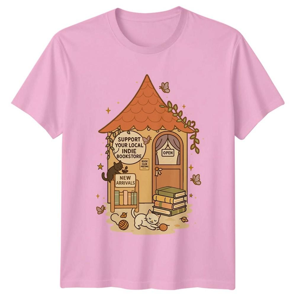Support Your Local Indie Cats Reading Hobbies Graphic Tee Unisexs Unisexs Shirt