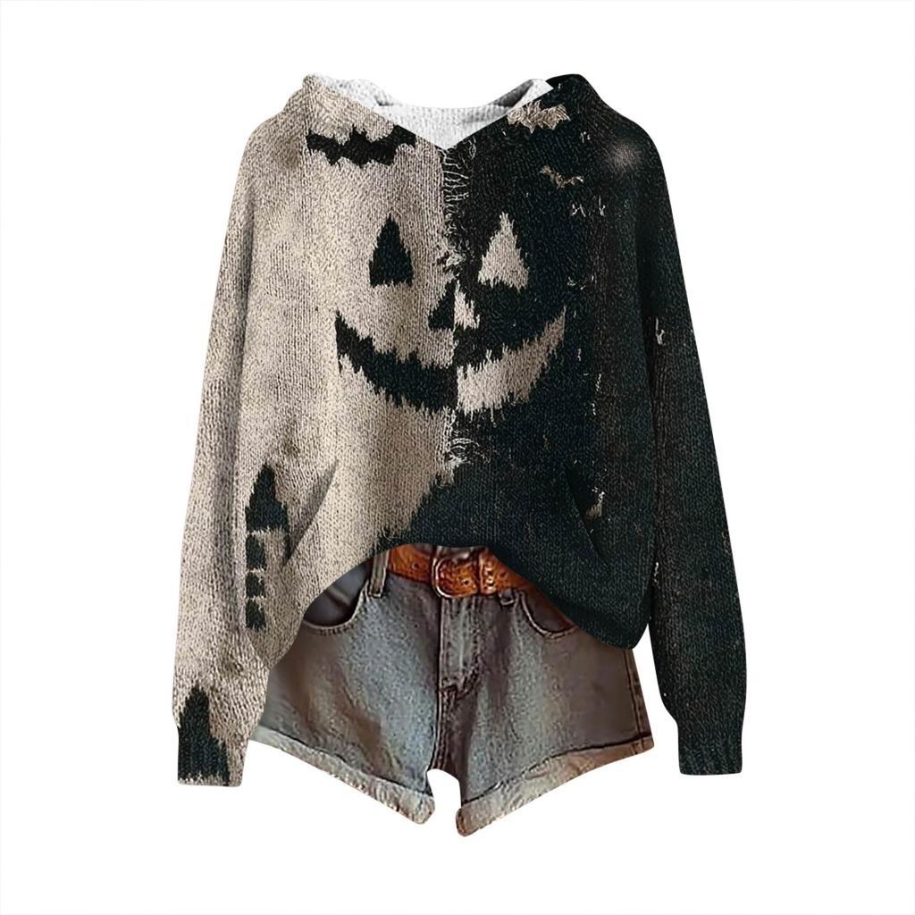 Sweatshirts For Women Knit Sweater Cute Shirt Fall Pullover Hooded Sweatshirt