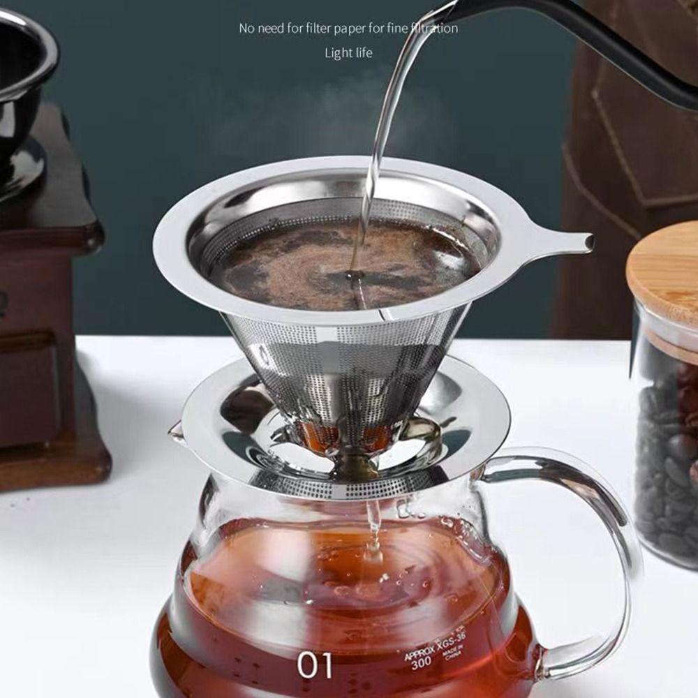 Stainless Steel Coffee Filter Drip Type Silver Reusable Coffee Filter Fine Mesh No Filter Paper Required Mesh Coffee Filter Cafe