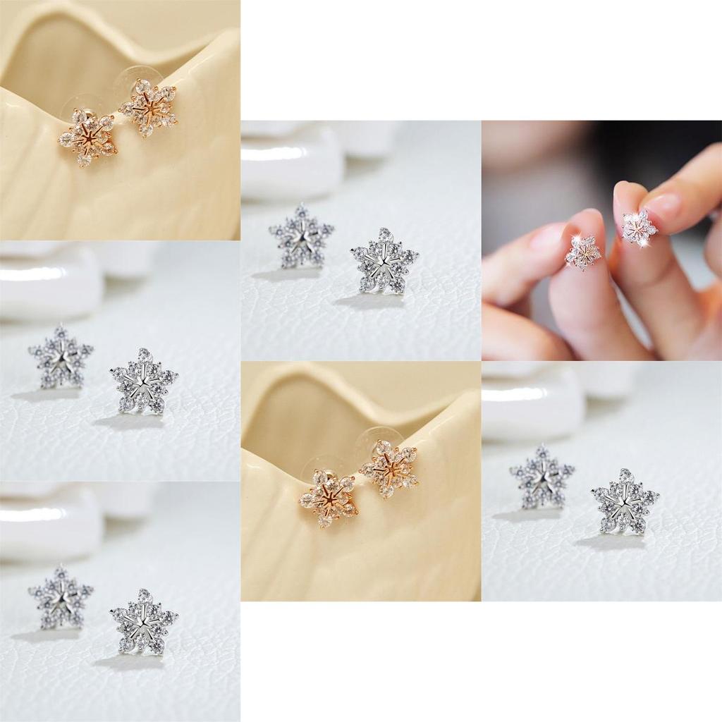 Snowflake Silver Ear Stud For Women Christmas Party Accessory Gift