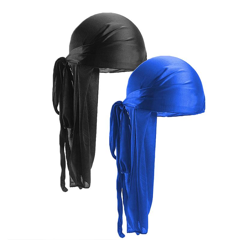 2 pcs Silky Satin Durags for Men Designer Long Tail Beanies Doo Rags Caps Du-rags for Women Silk Satin Tie Do Rags Cap for Waves