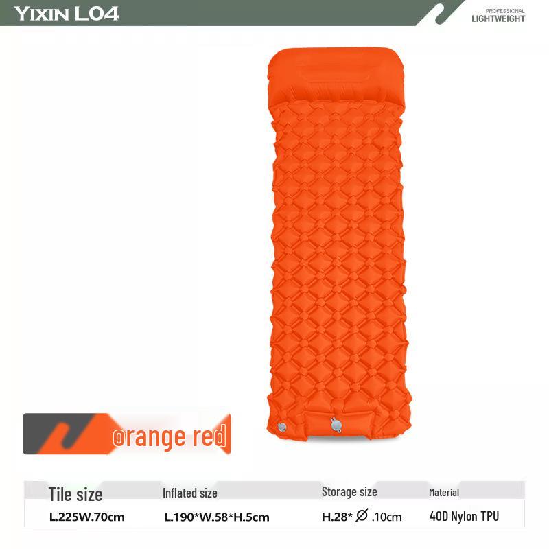 Ultralight Single Sleeping Pad with Pillow, Foot-Pump Inflatable Camping Mat, Moisture-Proof for Outdoor, Tent, or Car Use.