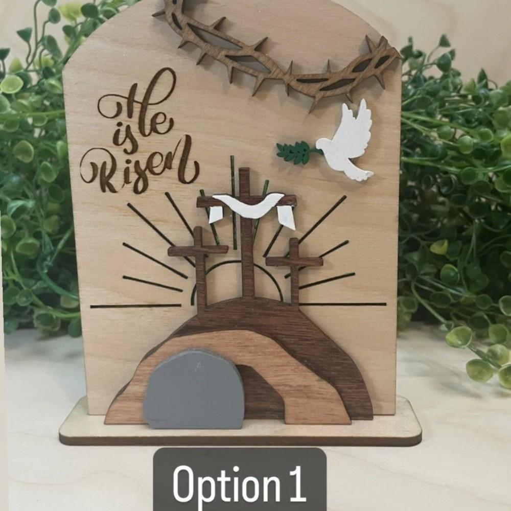 

Wooden Material Easter Tomb Crafts Three-dimensional Design Ornament Set Easter Ornaments Handcrafted Details Decorative Finish
