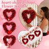 Valentines Red Heart Shaped Wreath Decorative Hanging Love Garland for Wedding Engagement Window Decoration