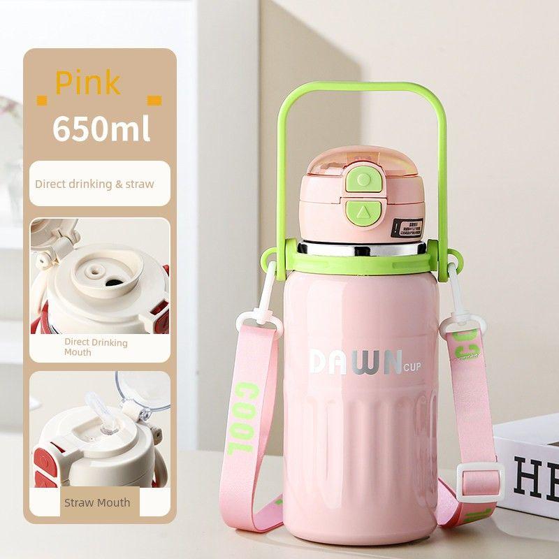 

Large-Capacity Thermos Cup for Women, Good-Looking Ice Cup, Portable Car Coffee Cup, Outdoor Sports Water Bottle, Tea Cup Sakura Powder (650ml + Stainless Steel Liner)