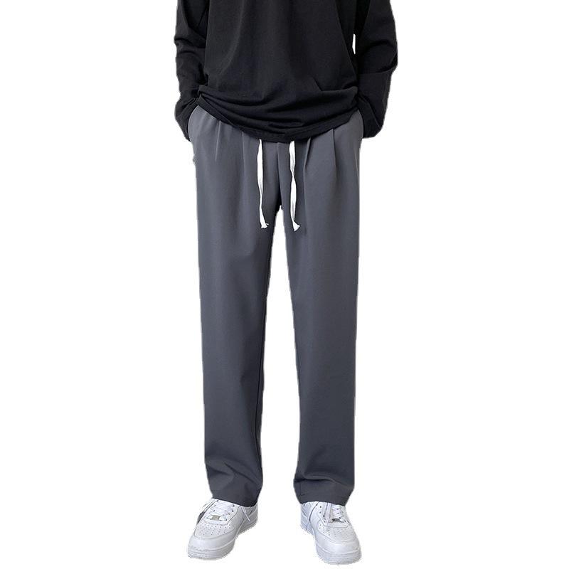 Spring and Autumn Trend Drop Suit Pants Men's Straight Loose Spring and Autumn Casual Pants Elastic Waist Pants Boys Long Pants