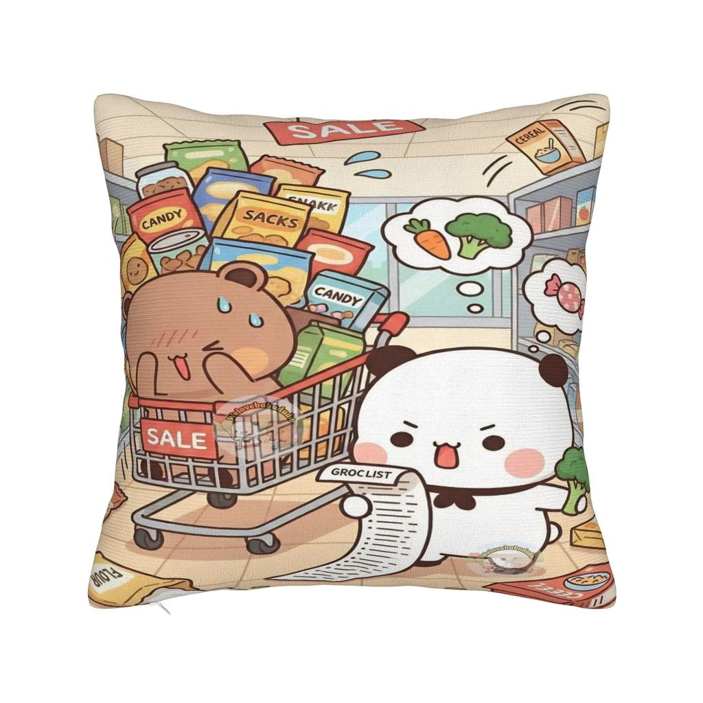 Bear And Panda Bubu Dudu Pillow Case Graphic Pillow Cover Retro Trendy Cushion Cover For Living Room Bed Chair