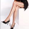 Sexy Ultra-thin Open Crotch Oil Flash Black Silk Women Stockings Tights Slimming Vertical Stripes Shiny Eight Lines Pantyhose