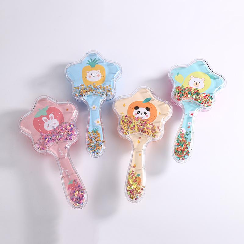 2023 New Cartoon Quicksand Comb with Glitter and Foam Hair Cushion Massage Comb for Cosmetic Styling