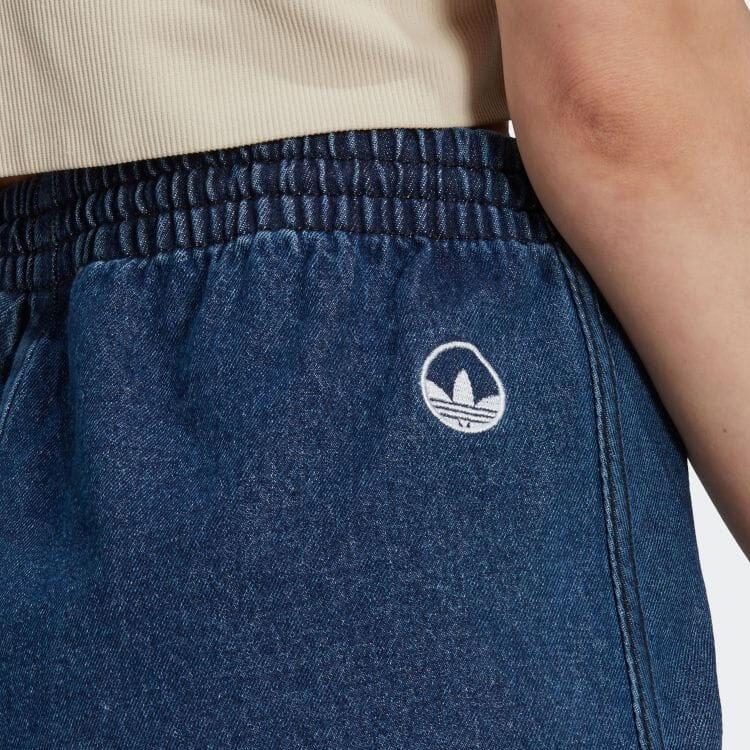adidas High-Waist Straight-Leg Jeans With Solid Color Logo Patch Women Bottoms Blue HL9071