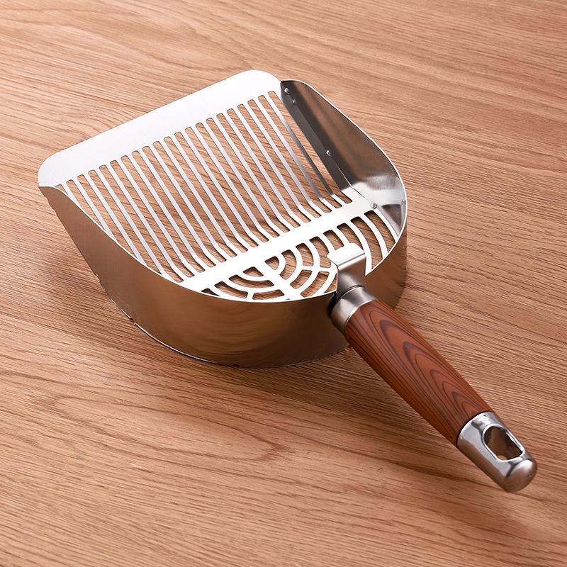 Stainless Steel Cat Litter Scoop with Fine Mesh, Large Portable Poop Scooper, Non-Slip Handle
