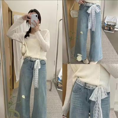 Unique Y2K Women Lace Waist Belt With Bow INS Fashion Versatile Personality Clothing Accessory Sweet Trendy Necklace for Girl