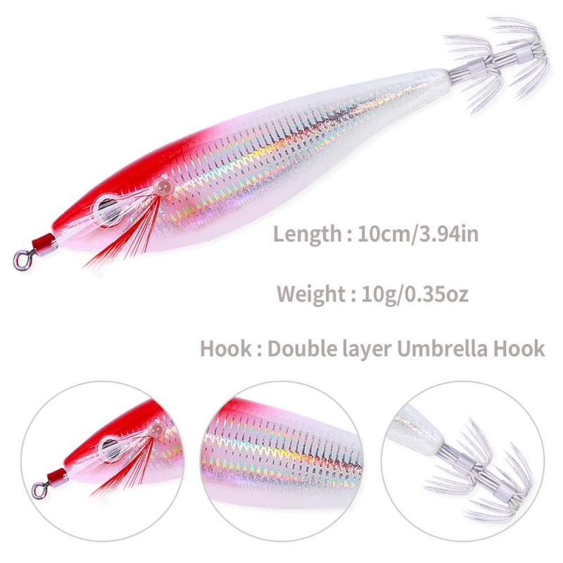 Luminous fishing bait10cm10gRound Belly Shrimp Squid Needle Horizontal Shrimp Wooden Shrimp Night Fishing Special Fake Bait