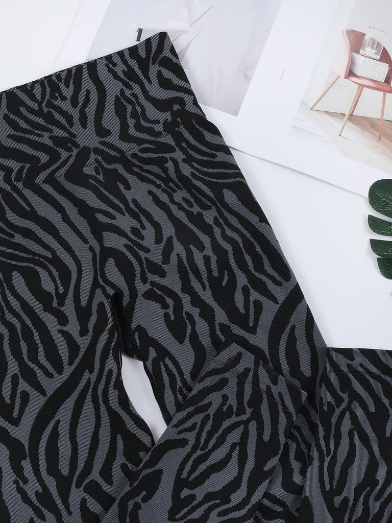 European & American High Waist Leopard Zebra Yoga Pants - Hip Lift, Slimming, Seamless Sportswear for Women.