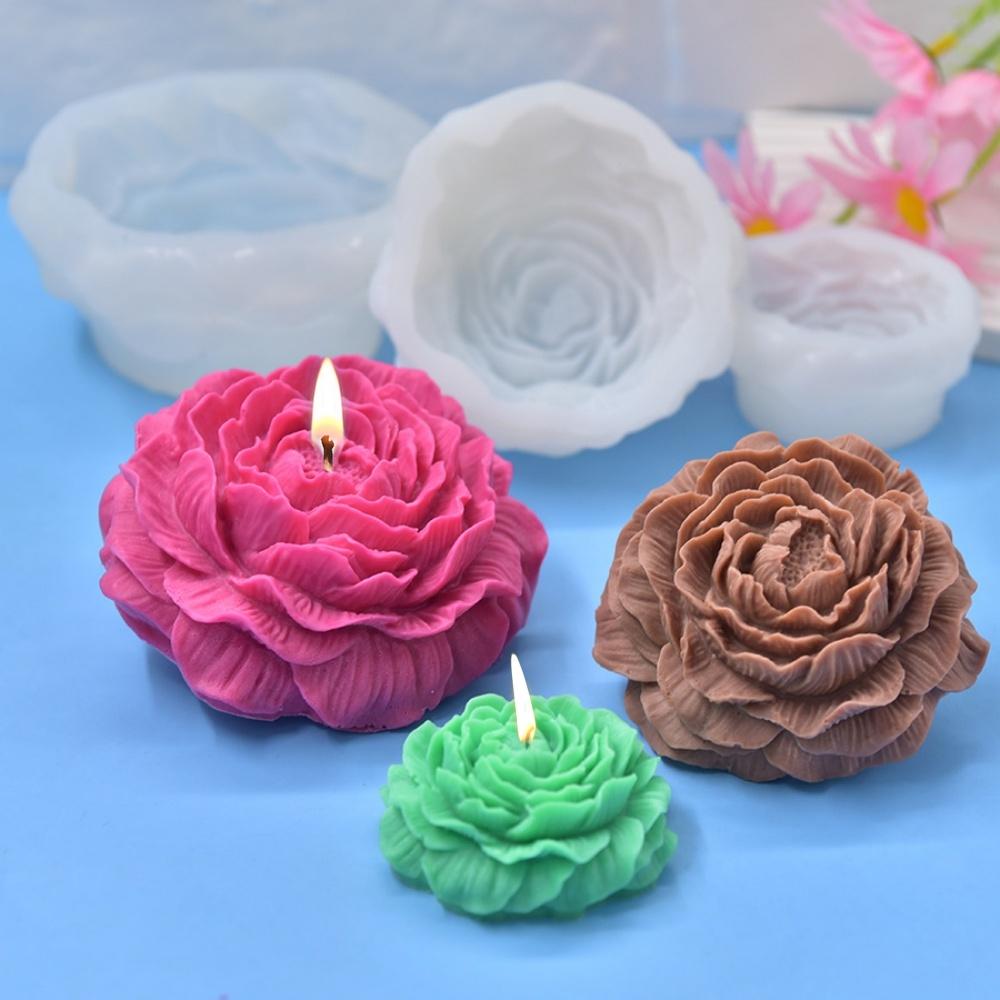 DIY Peony Candle Silicone Mold Handmade Relief Floral Fragrance Soap Resin Gypsum Mold Chocolate Cake Ice Baking Tool Gift