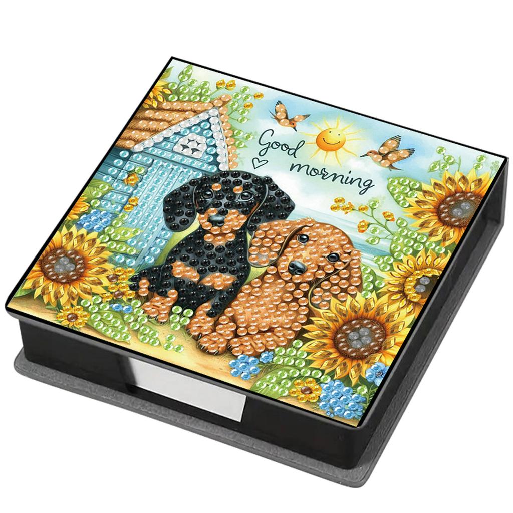 Porta Notas de Pintura de Gemas PU con Pedrería DIY Kit de Mosaico Diamond Art Caja de Notas Caja de Notas de Cristal Autoadhesiva para Oficina en Casa