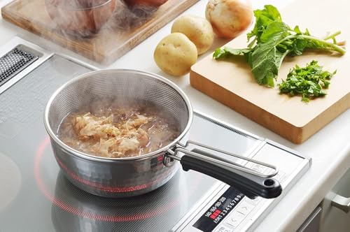 Yoshikawa Yukihira Saucepan, 18cm, Made In Japan, IH Compatible, Ajiichi Stainless Steel Yukihira Saucepan, SJ3412