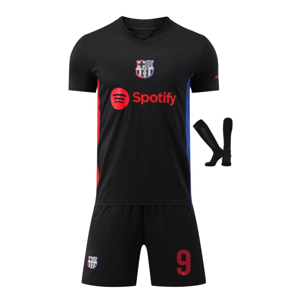 Barcelona Lewandowski 2024/25 Home Jersey Set Black Fan Version Soccer Uniform