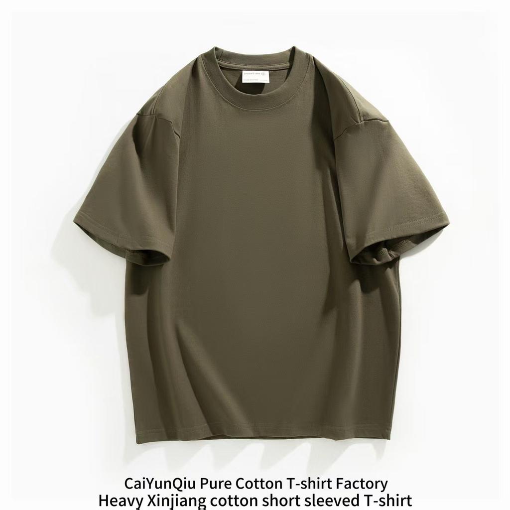 Summer Round Neck Top Fashionable Casual Pure Cotton Solid Color Short Sleeved Men's T-shirts