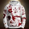 Halloween Men's Hoodie Blood Stain 3D Print Sweatshirt Exaggerated  Long Sleeve Sweatshirt Hoodie Oversized Men's Clothing