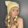 Hasenohren Handgefertigte Strickmütze Verdickte Warme Samtmütze Maske Kapuze Süße Coole Heiße Mädchen Wintermode Straßenmütze