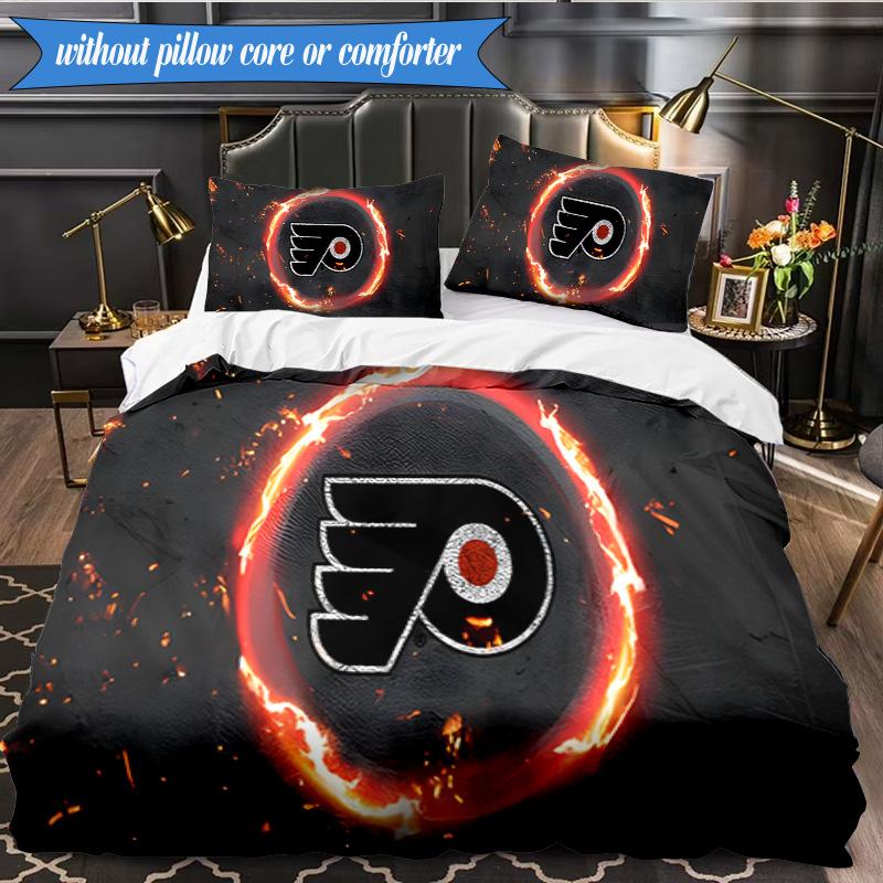 3PCS Philadelphia Flyers Printed Bedding Set For Bedroom dormitory, Includes 1 Duvet Cover & 2 Pillowcases for All Seasons Home Decor Fan gifts
