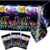 Avezano 3 Pcs Disco Table Cloth 70's Party Table Cover Lets Boogie 70s Party Decorations Plastic Throwback 70s Party Supplies for Dining Room