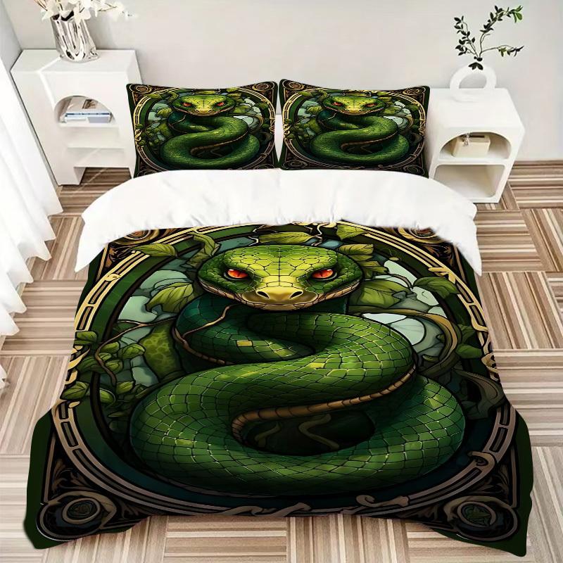3pcs Serpent Ornament Duvet Cover Set - Machine Washable, Includes 1 Cover and 2 Pillowcases, No Core Included Yy251013067