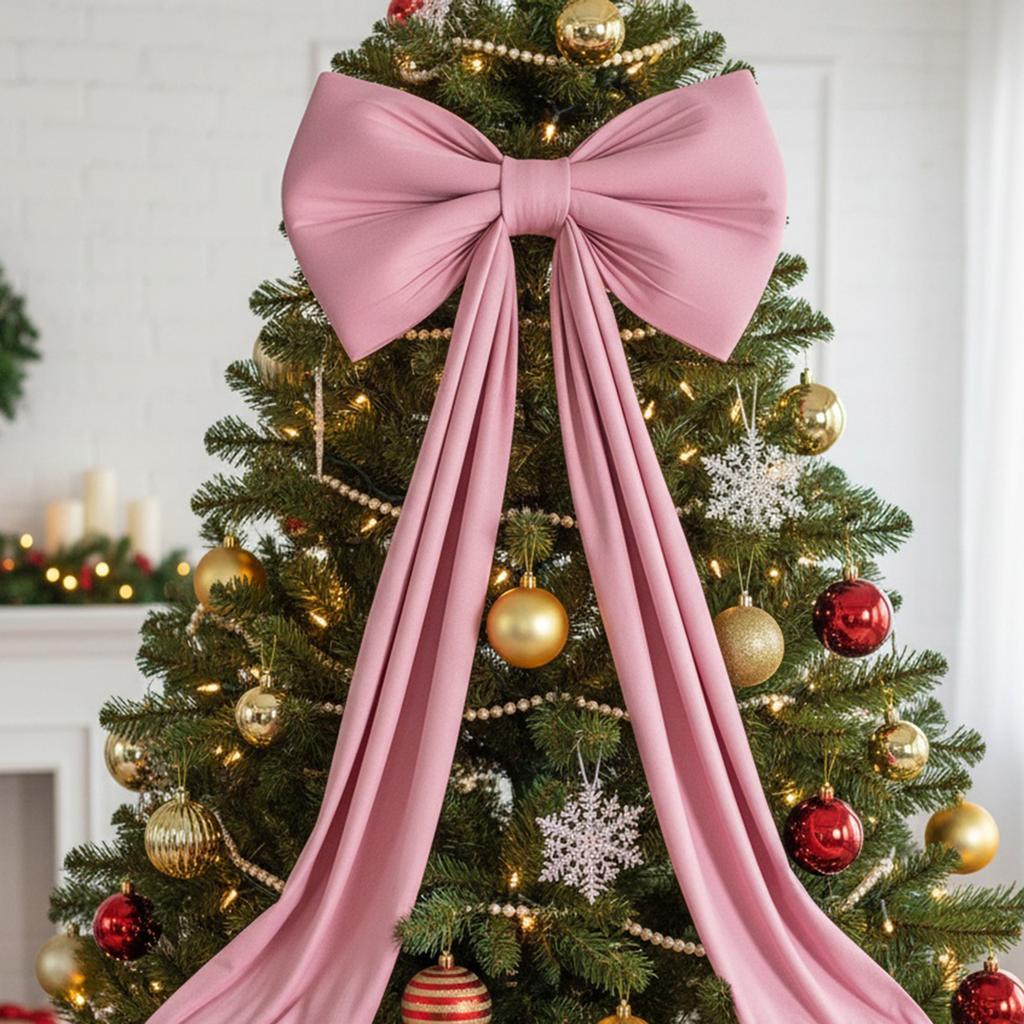 200x50cm Christmas Decorative Large Bow Giant Ribbon Xmas Tree Toppers Bowknot Pendant Ornaments for Holiday Wall Backdrop Decor