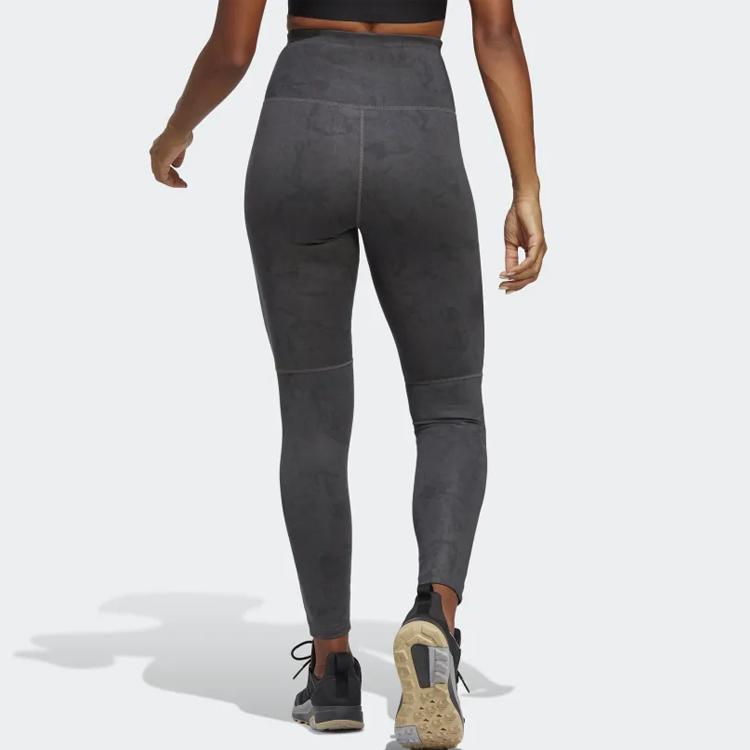 Adidas Solid Color High Waist Slim Fit Sports Pants Women Bottoms Gray HM4067