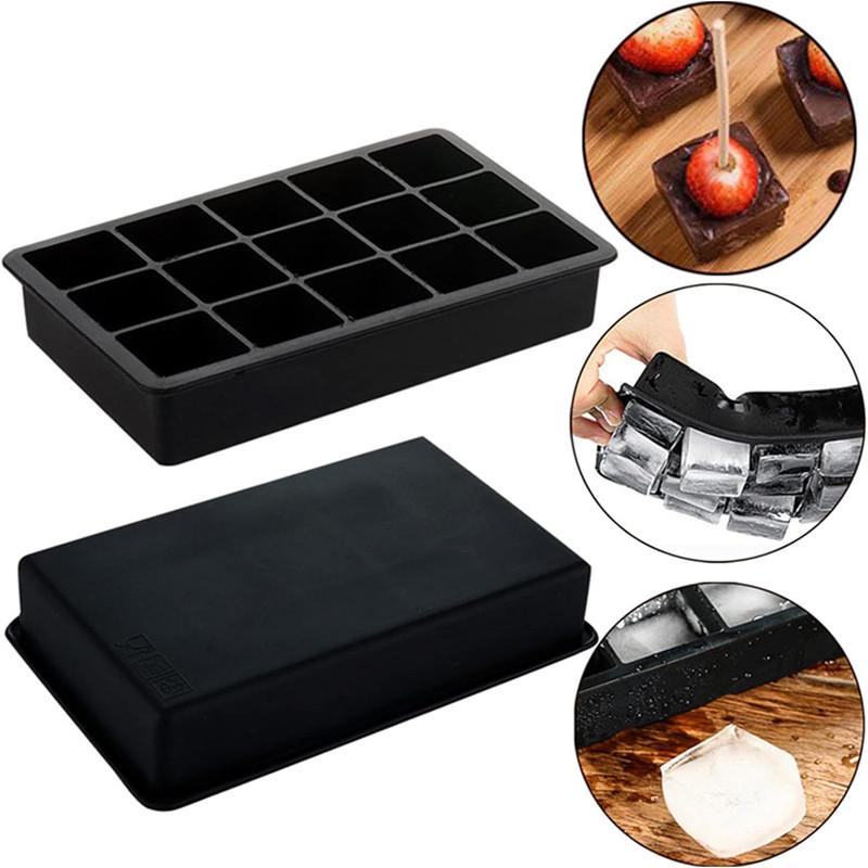 4/6/8/15 Grid Big Ice Tray Mold Giant Jumbo Large Food Grade Silicone Ice Cube Square Tray Mold DIY Ice Maker Ice Cube Tray