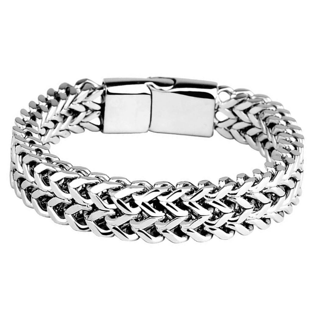 Titanstahl Magnetarmband Doppelreihe Magnete Armband Silber Modeschmuck Geschenk für Männer 19cm 7.48in