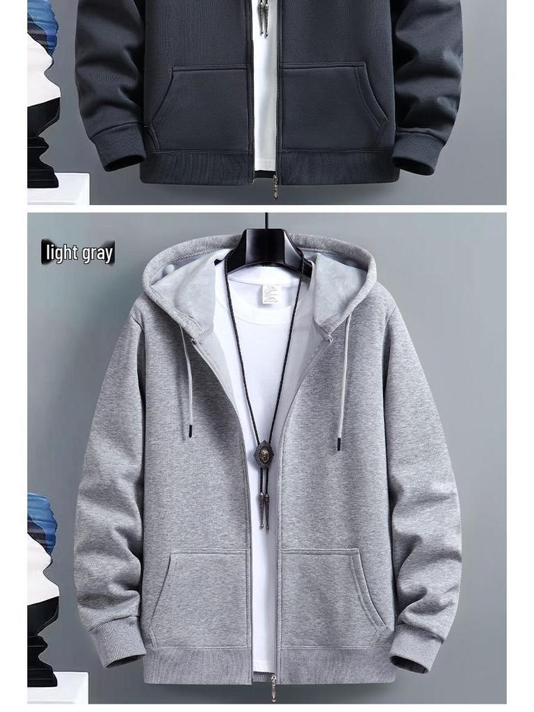 2024 Men's American Trend Hooded Cardigan Sweatshirt: Spring/Autumn Zip-Up Jacket for Couples