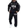 Men's Large Size Solid Color Printed Sweatshirt Set Men's Casual Sports Suit Sweatshirt Set