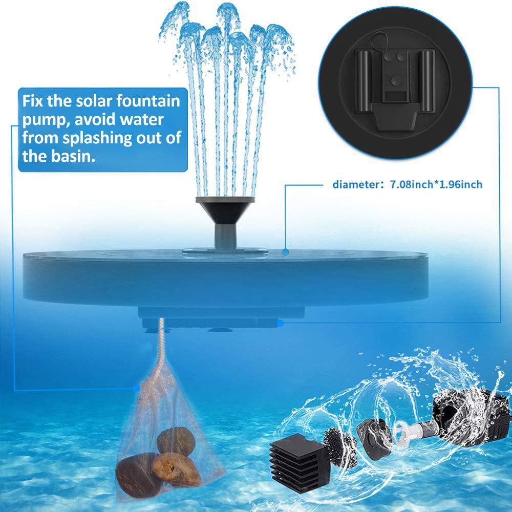 Cross-Border Solar Rechargeable Floating Color Light Fountain Pump for Outdoor Bird Bath and Pool Landscape