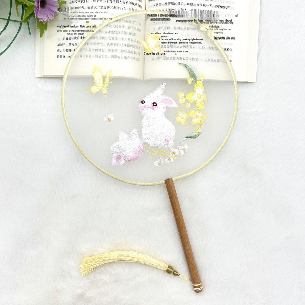Ancient Style Single-Sided Suzhou Embroidery Dance Fan