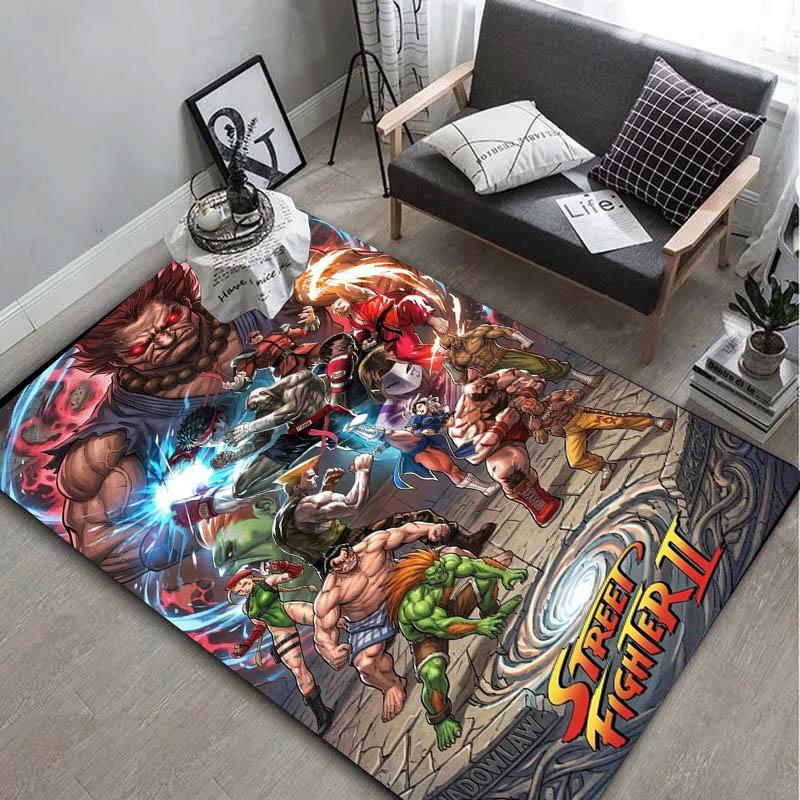 Game S-Street F-Fighter C-Cartoon Carpet Rug Art for Room Decor Sofa Christmas Halloween Gifts Game Area Rug Non-slip Floor Mat