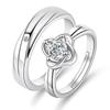2Pcs Simple Light Luxury Zircon Couple Paired Rings For Women Men Opening Adjustable Rings Wedding Anniversary Jewelry Gift