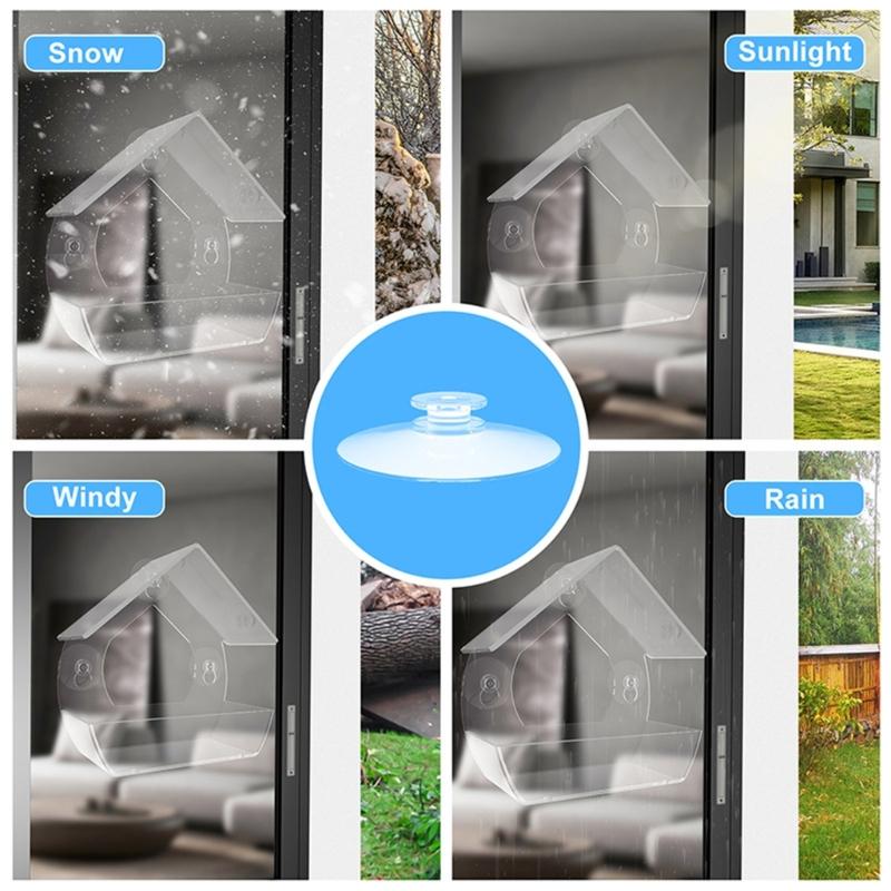 Clear Window Mounted Bird Feeder 360 Degree Visibility Window Feeder For Home Or Office Use Bird Observation Accessory