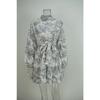 Women Elegant High Waist Tied Printed Long Sleeve A Line Short Dress